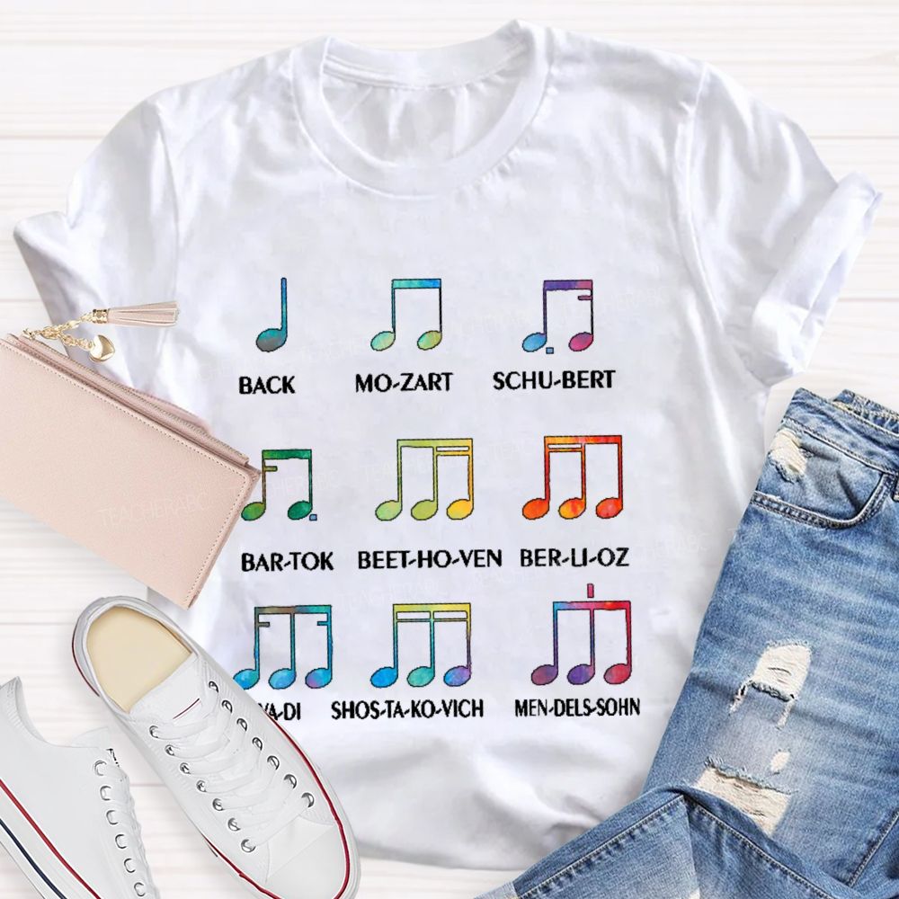 Bach Mo-Zart Schu-Bert Musician Teacher T-shirt
