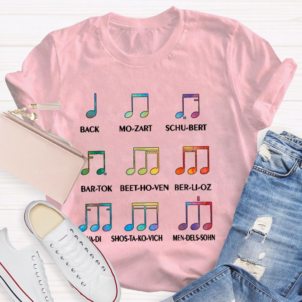 Bach Mo-Zart Schu-Bert Musician Teacher T-shirt