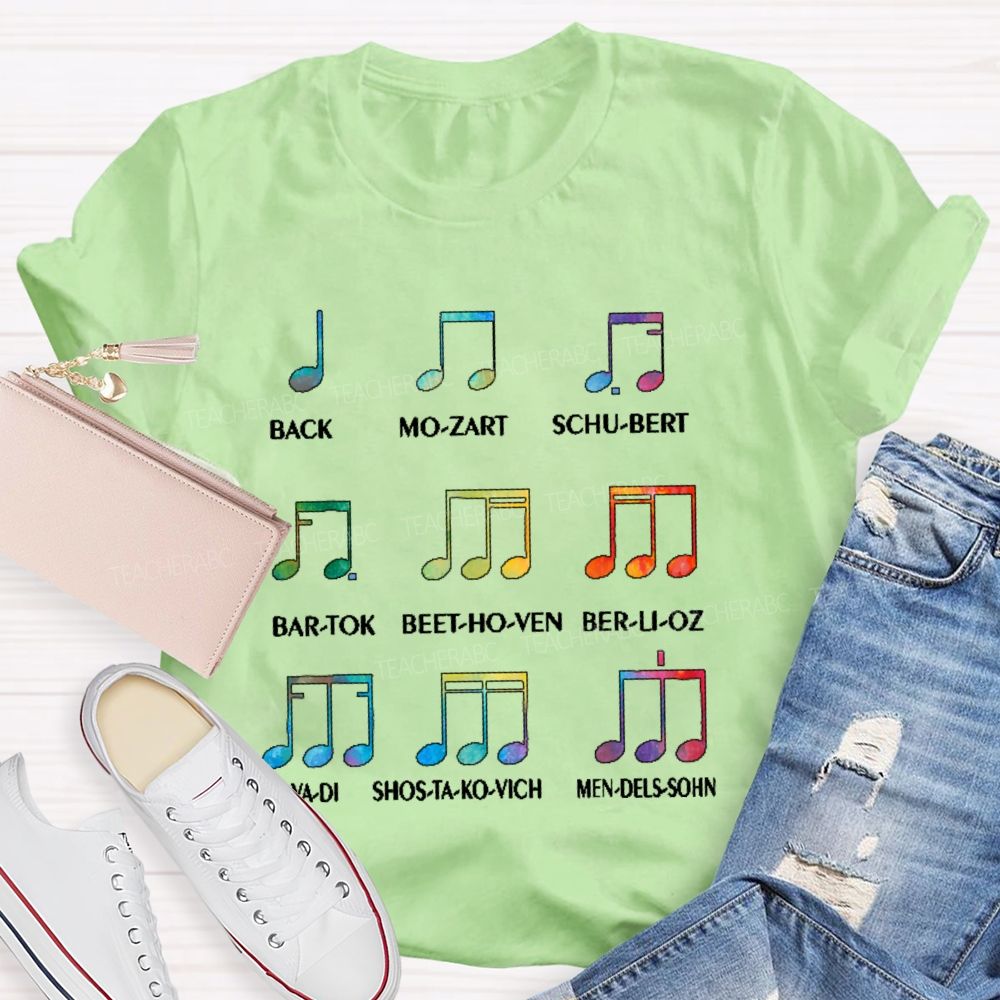 Bach Mo-Zart Schu-Bert Musician Teacher T-shirt