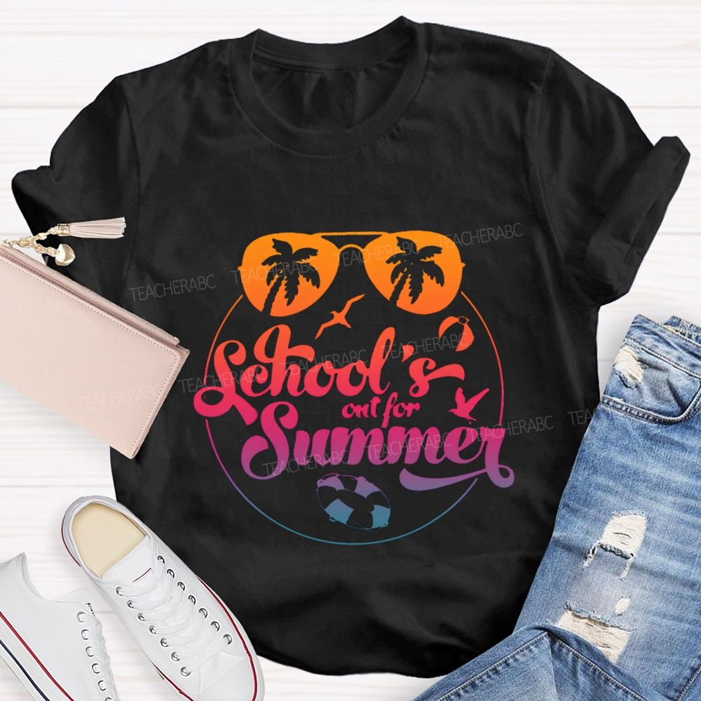 School'S Out For Summer Gradient-Color Font Teacher T-shirt