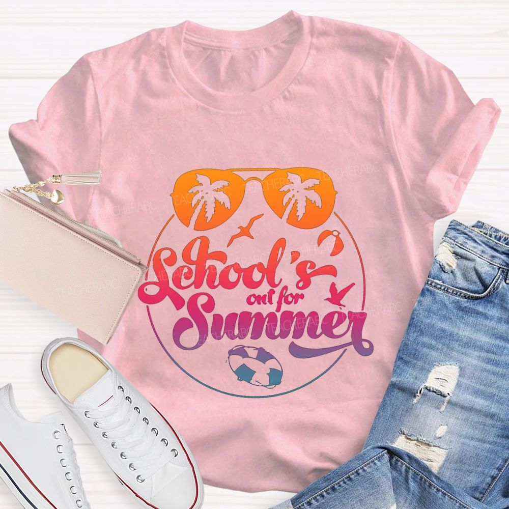 School'S Out For Summer Gradient-Color Font Teacher T-shirt
