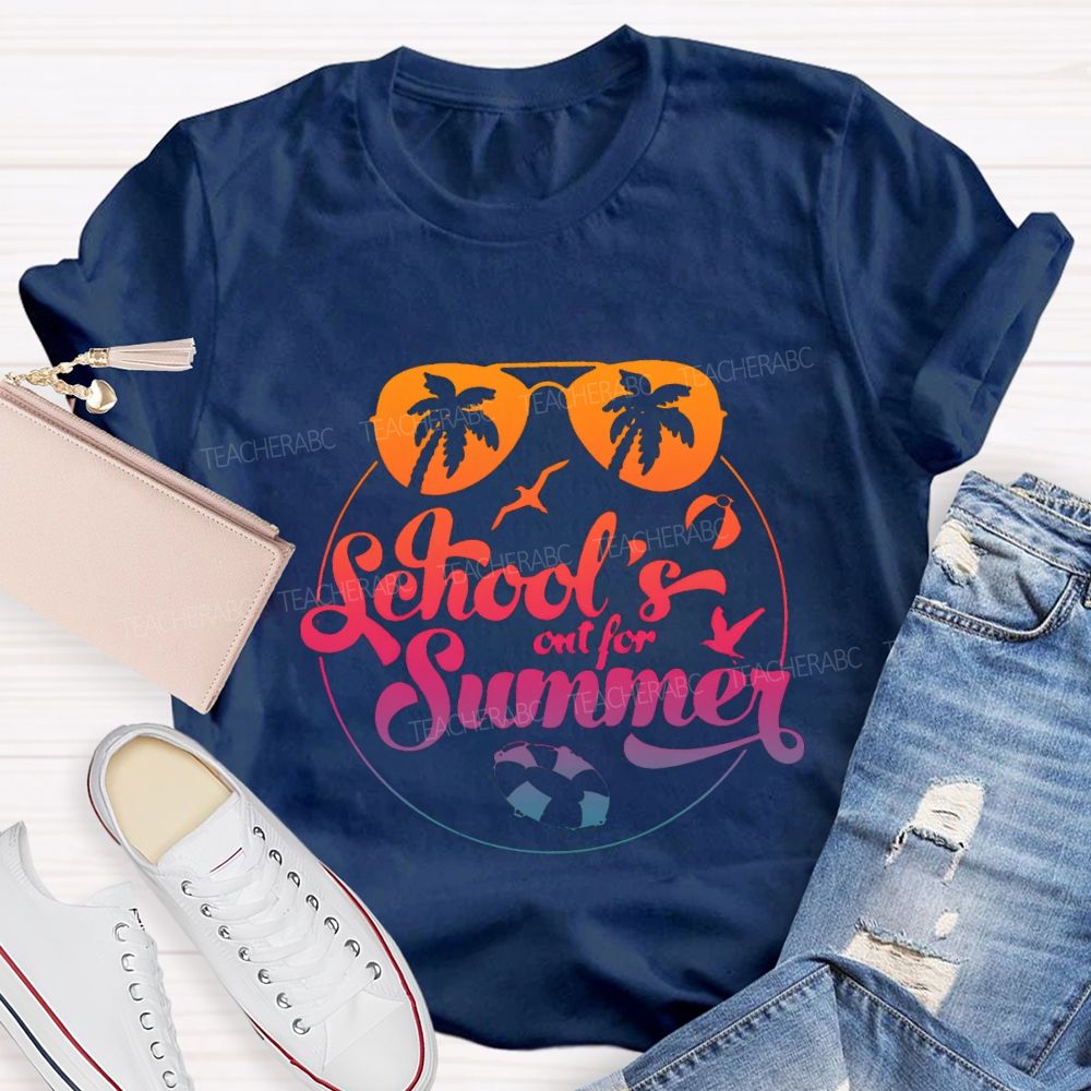 School'S Out For Summer Gradient-Color Font Teacher T-shirt