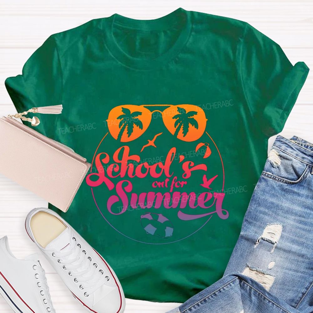 School'S Out For Summer Gradient-Color Font Teacher T-shirt