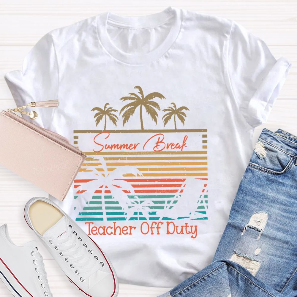 Summer Break Teacher Off Duty Pattern Teacher T-shirt