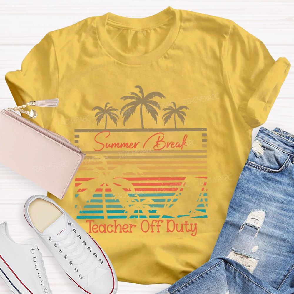 Summer Break Teacher Off Duty Pattern Teacher T-shirt