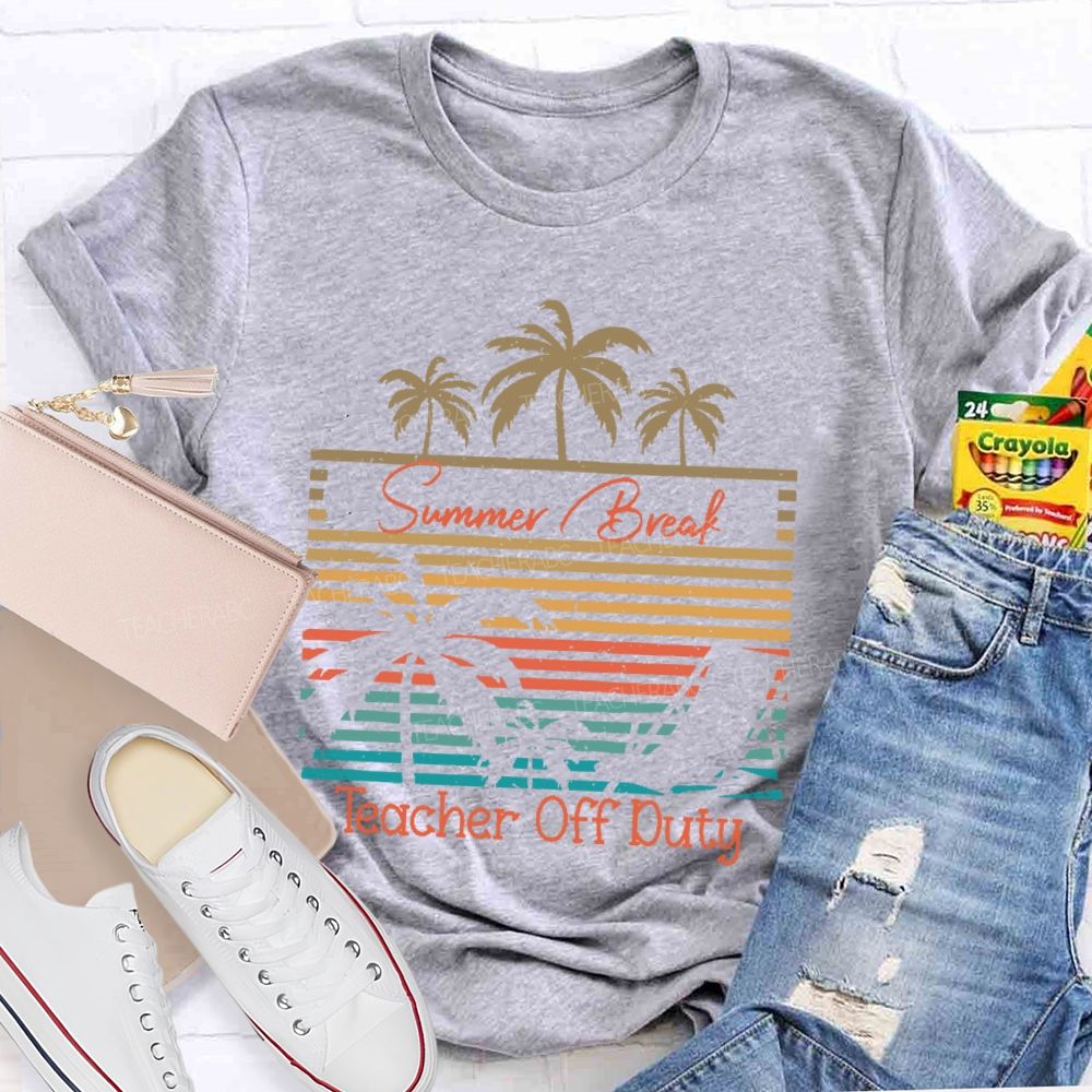 Summer Break Teacher Off Duty Pattern Teacher T-shirt