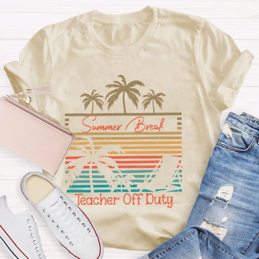 Summer Break Teacher Off Duty Pattern Teacher T-shirt