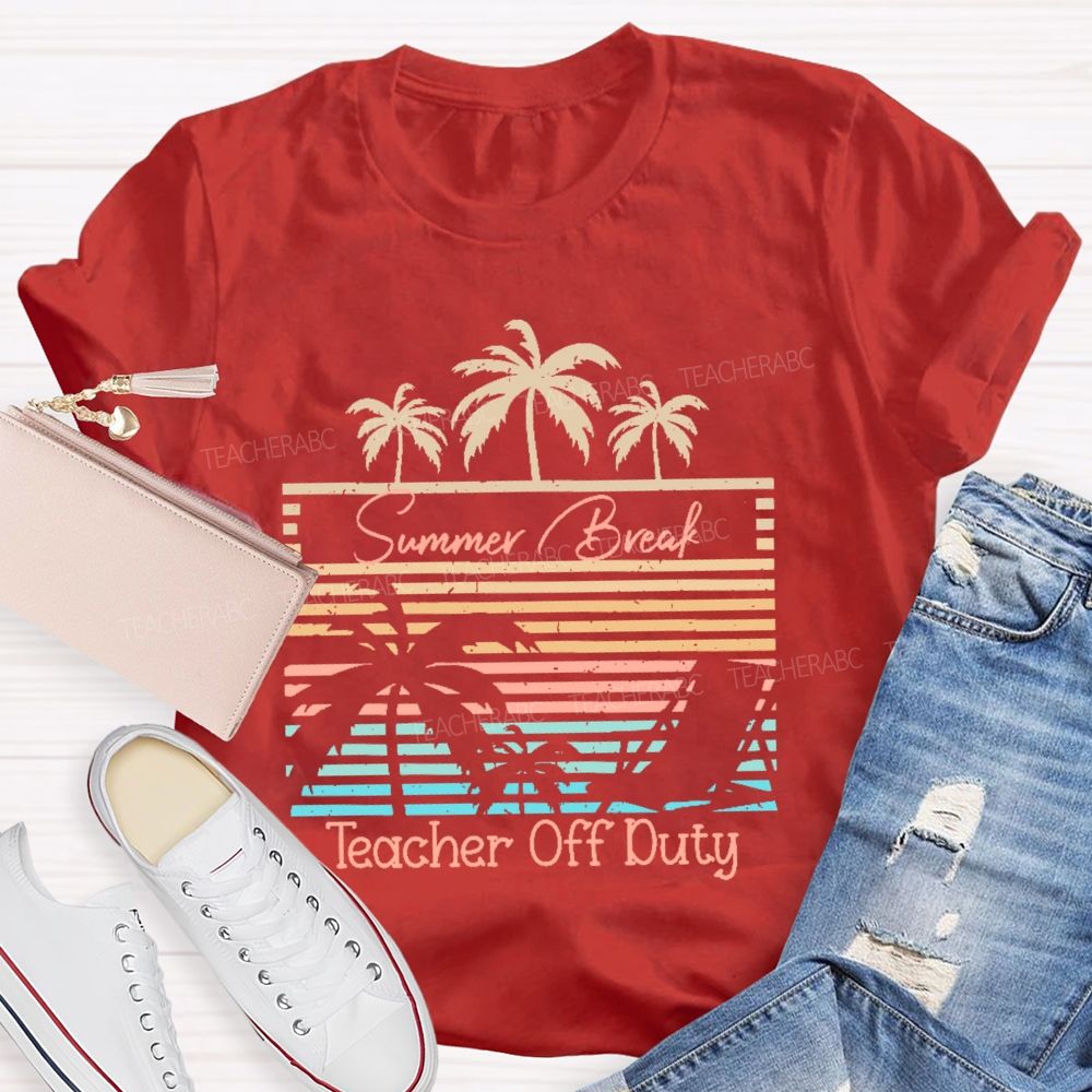 Summer Break Teacher Off Duty Pattern Teacher T-shirt