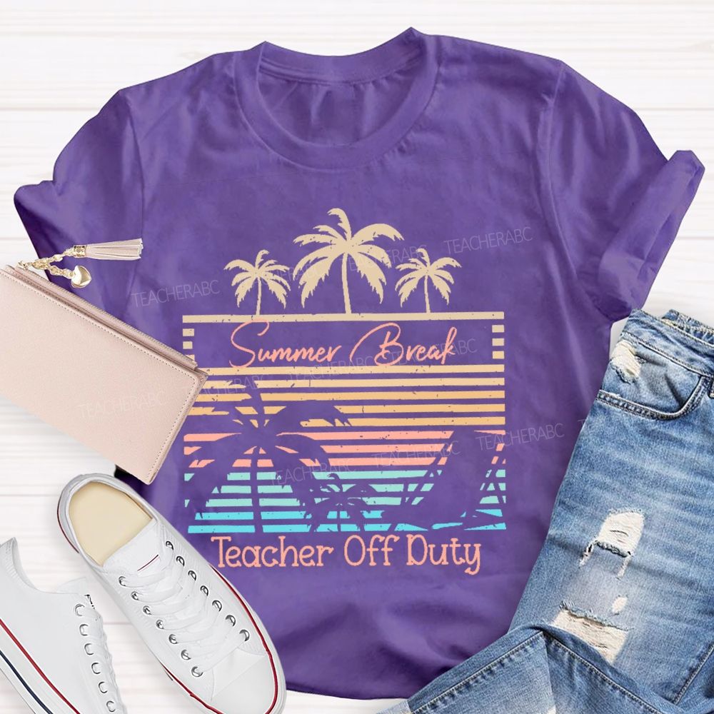 Summer Break Teacher Off Duty Pattern Teacher T-shirt