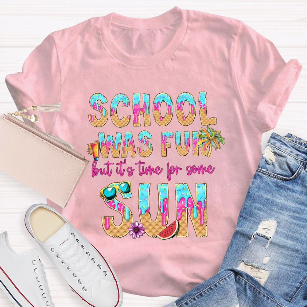 School Was Fun But It's Time For Some Sun Donuts Coconut Tree Teacher T-shirt