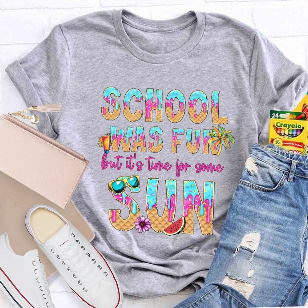 School Was Fun But It's Time For Some Sun Donuts Coconut Tree Teacher T-shirt