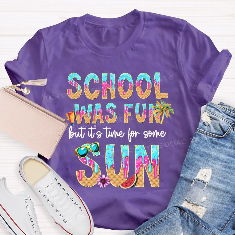 School Was Fun But It's Time For Some Sun Donuts Coconut Tree Teacher T-shirt
