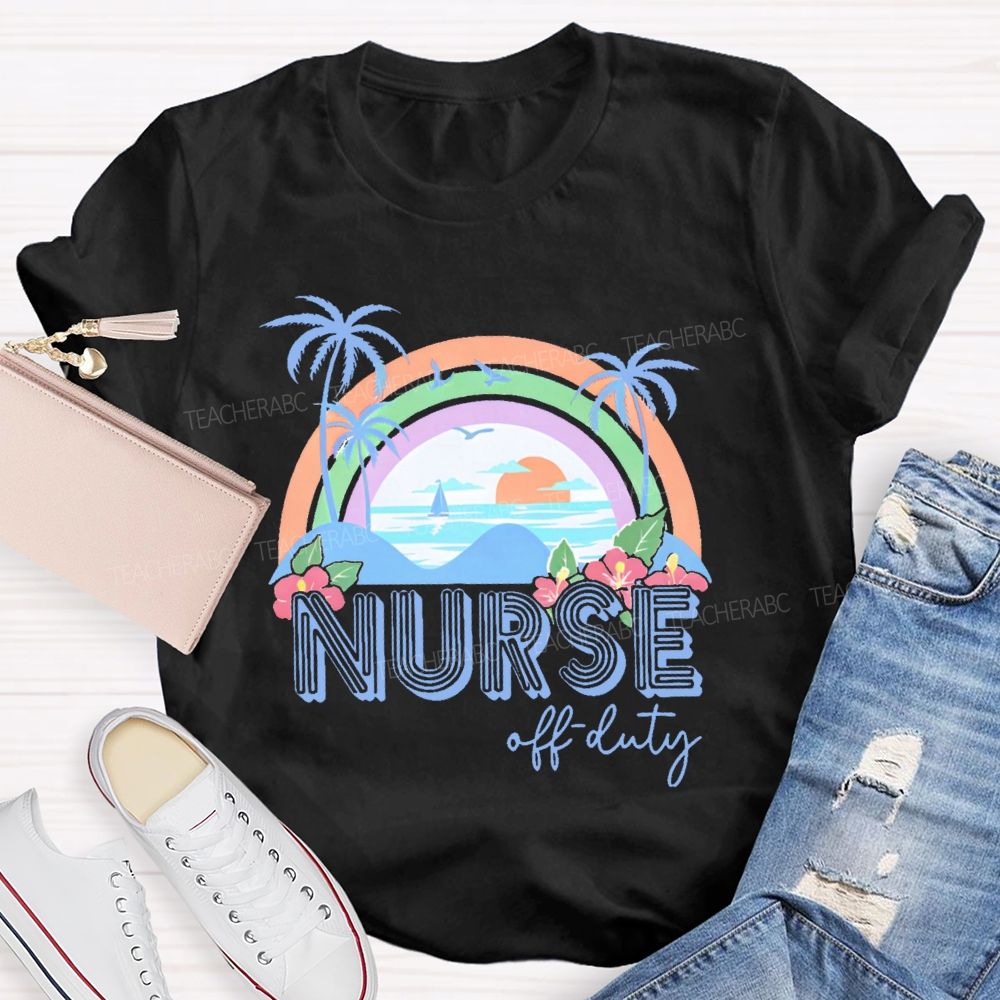 Nurse Off Duty Pattern Teacher T-shirt
