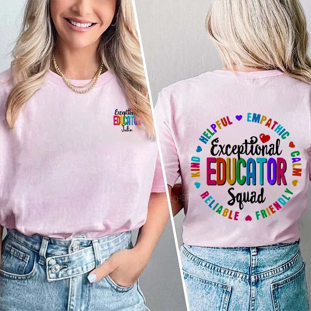 Personalized Name Exceptional Educator Squad Helpful Empathy Double Printed T-shirt