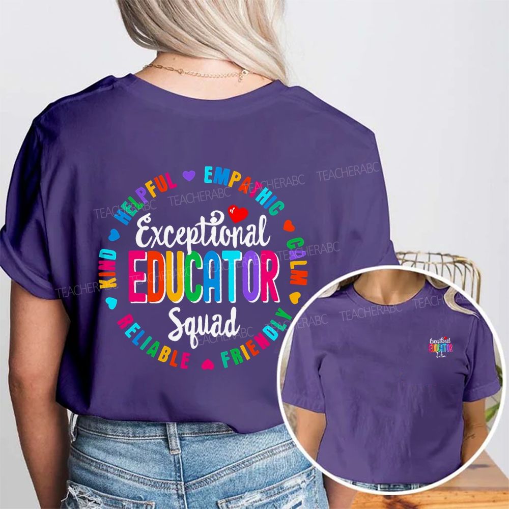 Personalized Name Exceptional Educator Squad Helpful Empathy Double Printed T-shirt