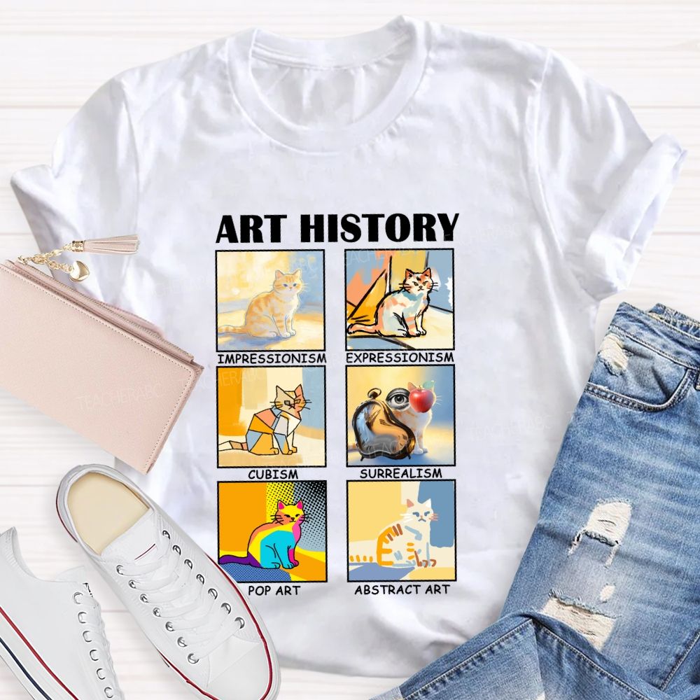 Art History Cats in Various Forms Teacher T-shirt
