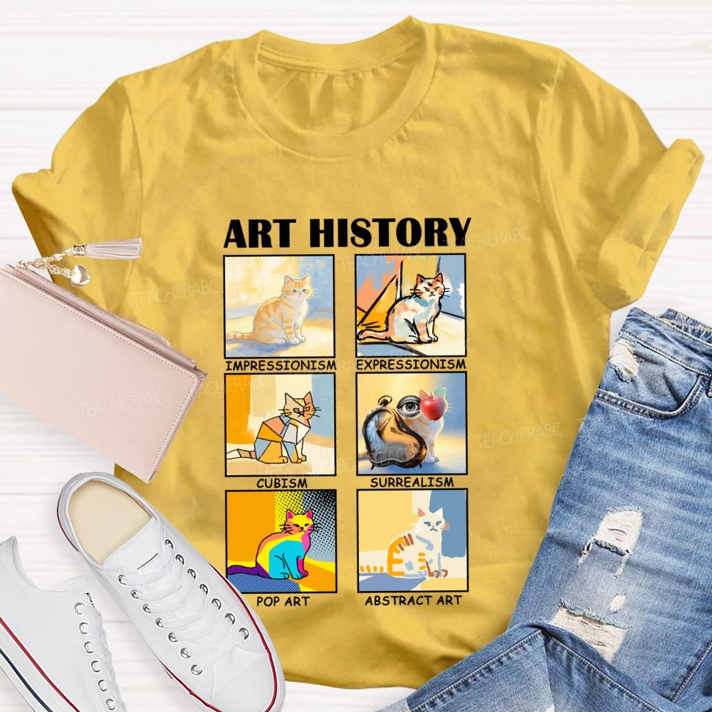 Art History Cats in Various Forms Teacher T-shirt