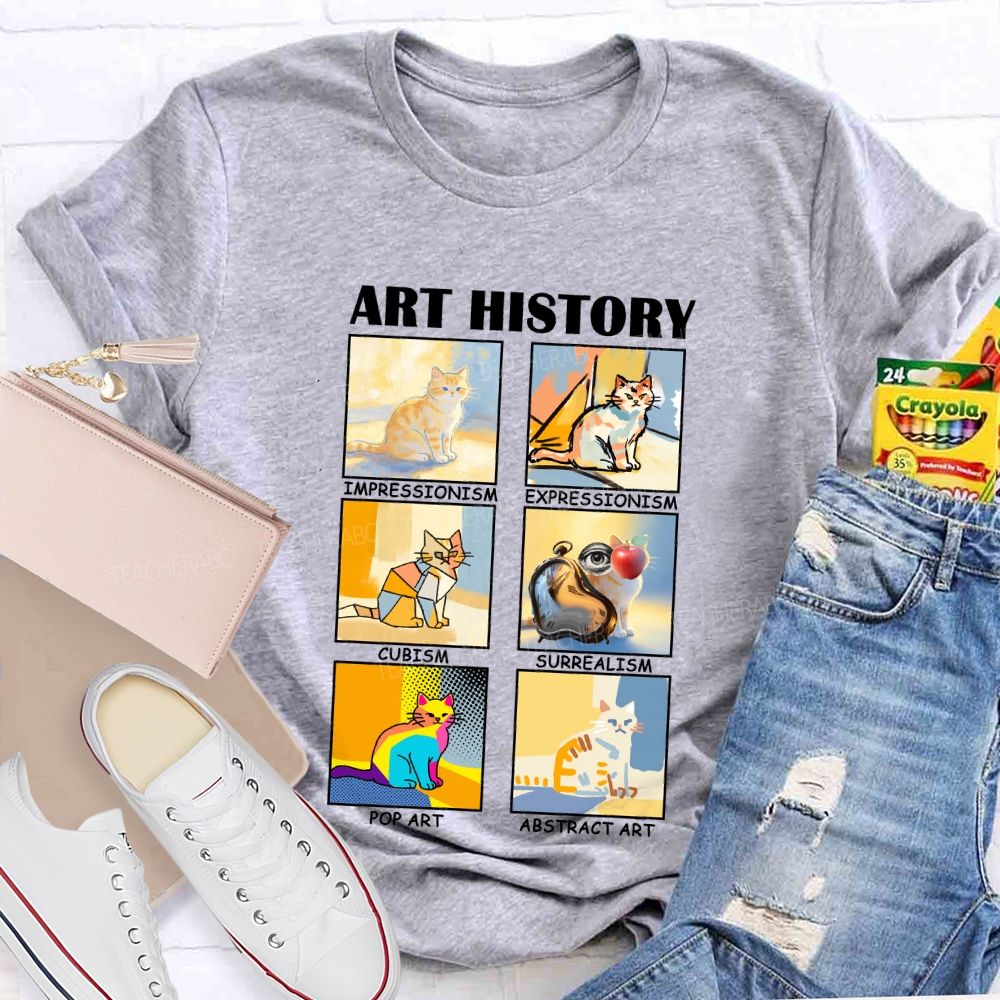 Art History Cats in Various Forms Teacher T-shirt