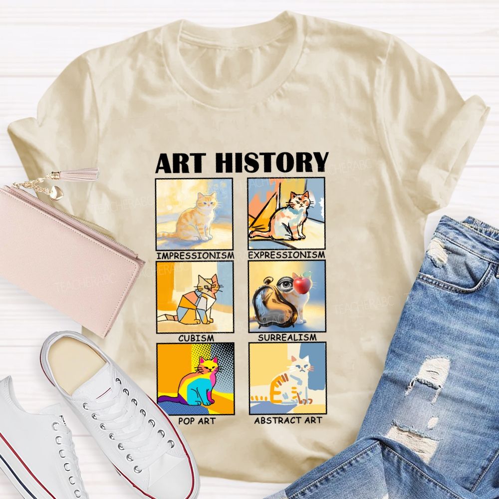 Art History Cats in Various Forms Teacher T-shirt