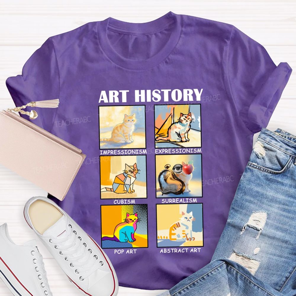 Art History Cats in Various Forms Teacher T-shirt