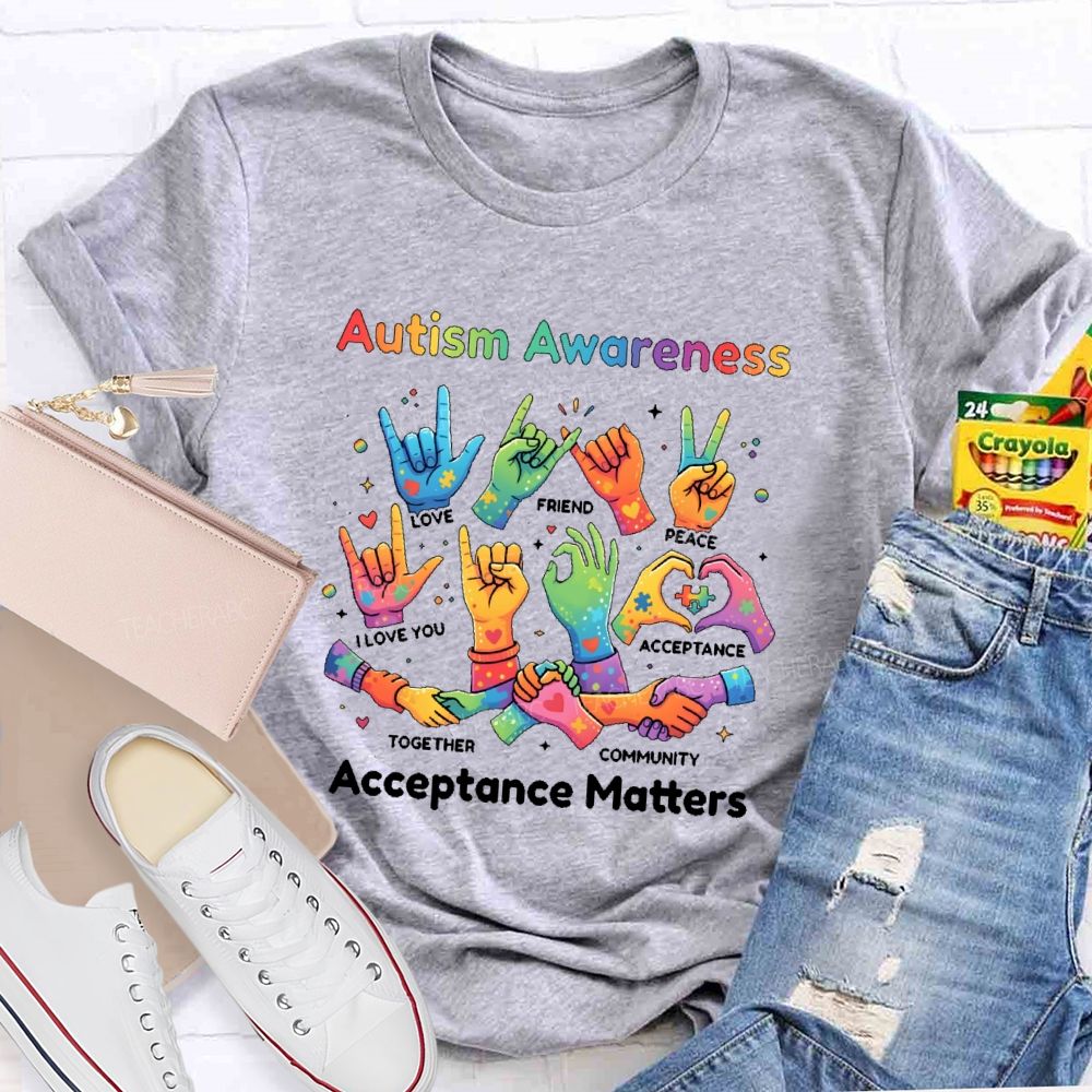 Autism Awareness Acceptance Matters Teacher T-shirt