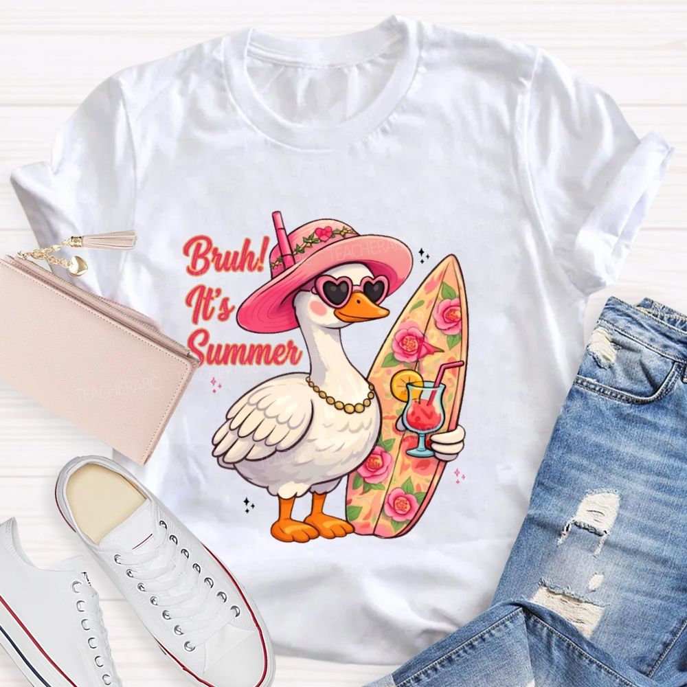 Bruh It's Summer Patterns Teacher T-shirt