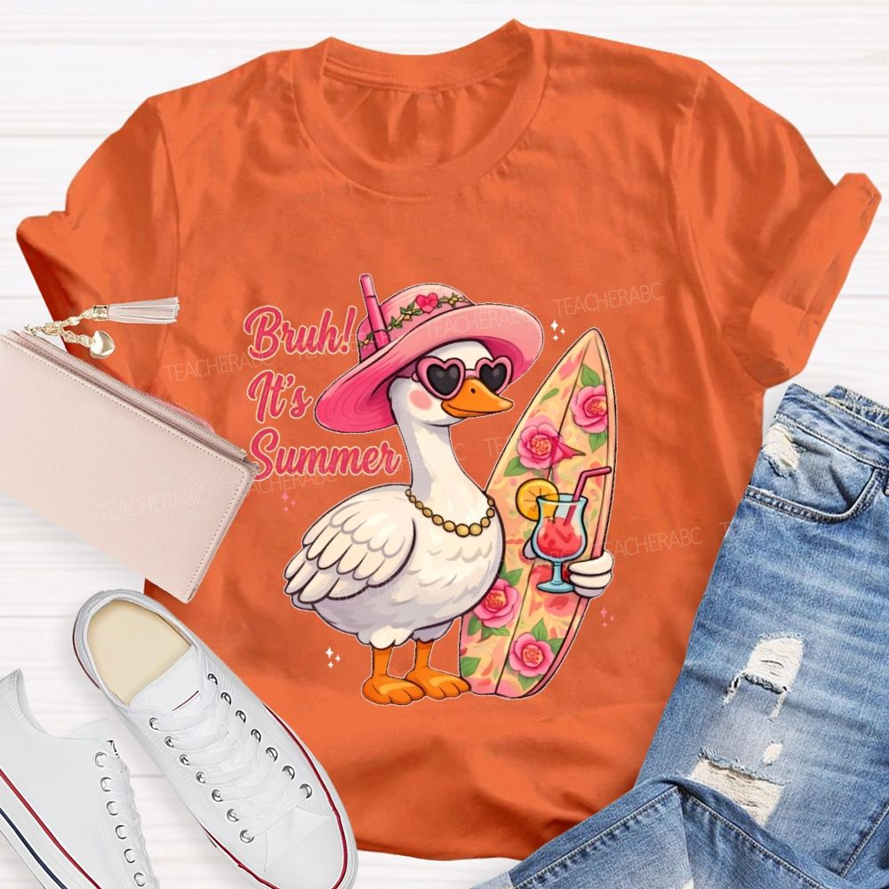 Bruh It's Summer Patterns Teacher T-shirt
