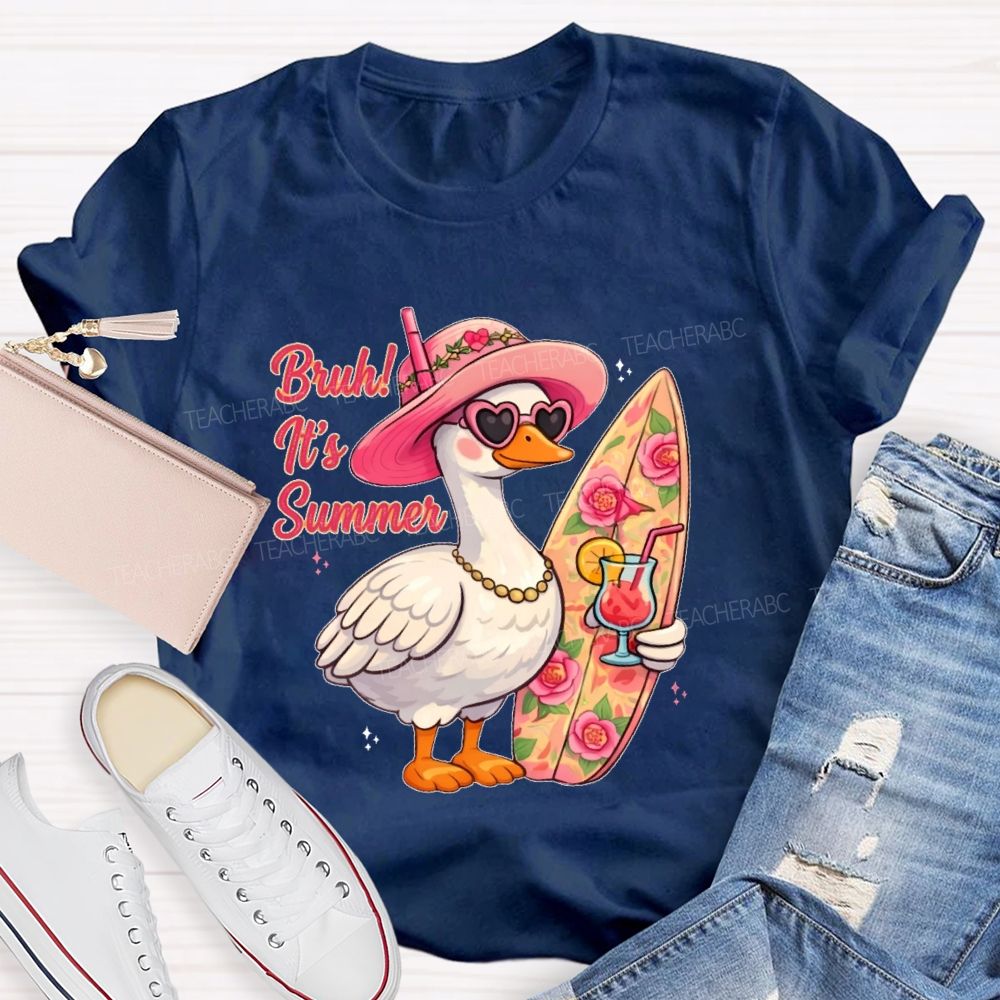 Bruh It's Summer Patterns Teacher T-shirt