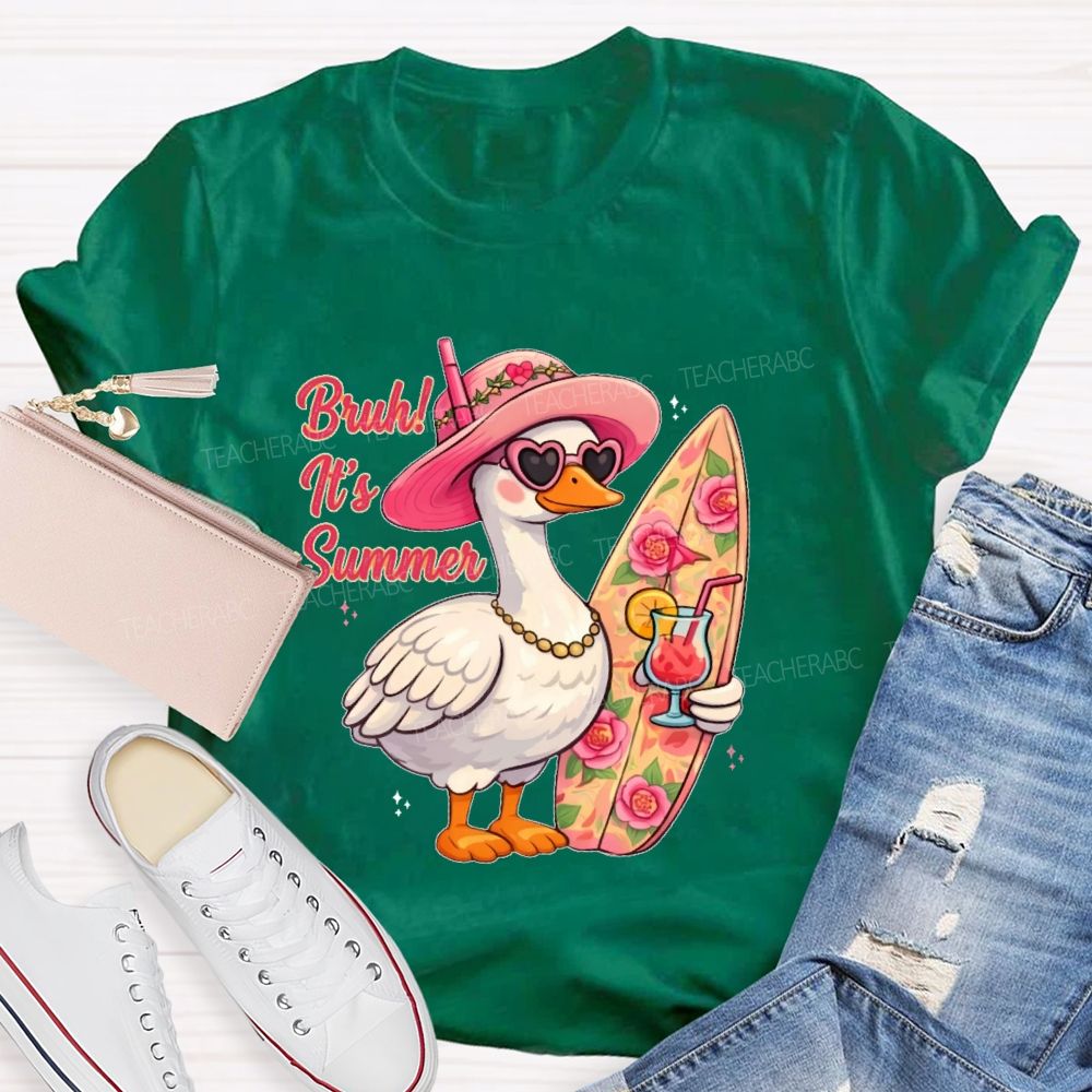 Bruh It's Summer Patterns Teacher T-shirt