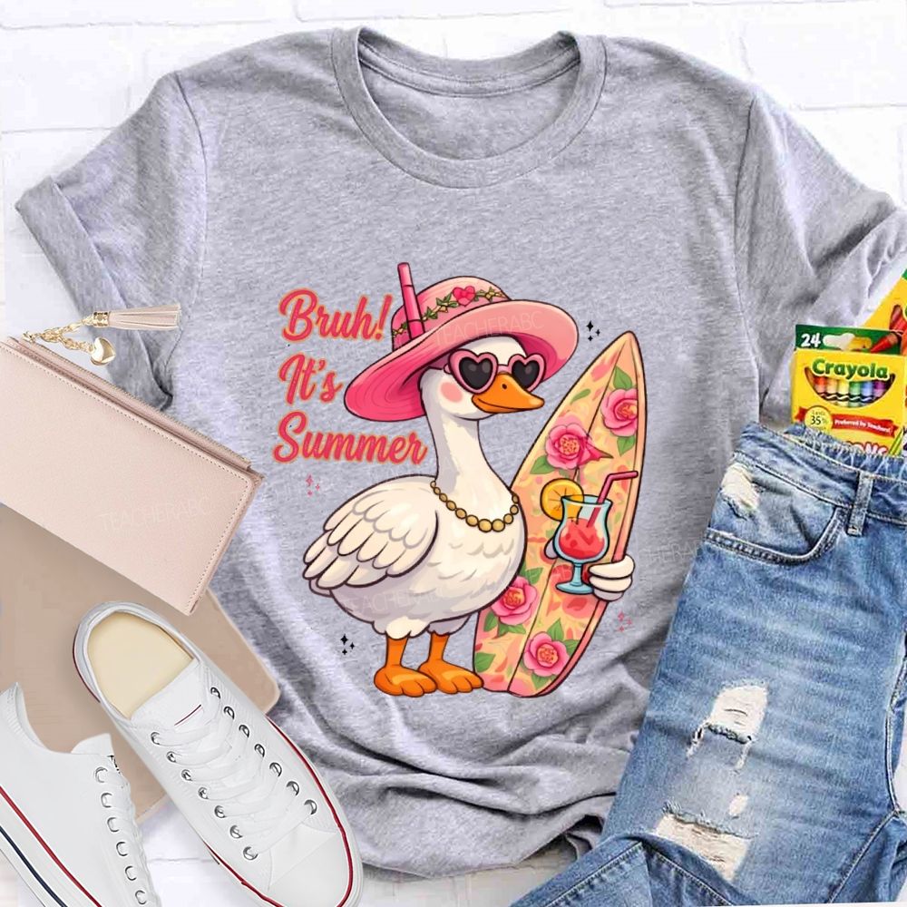 Bruh It's Summer Patterns Teacher T-shirt