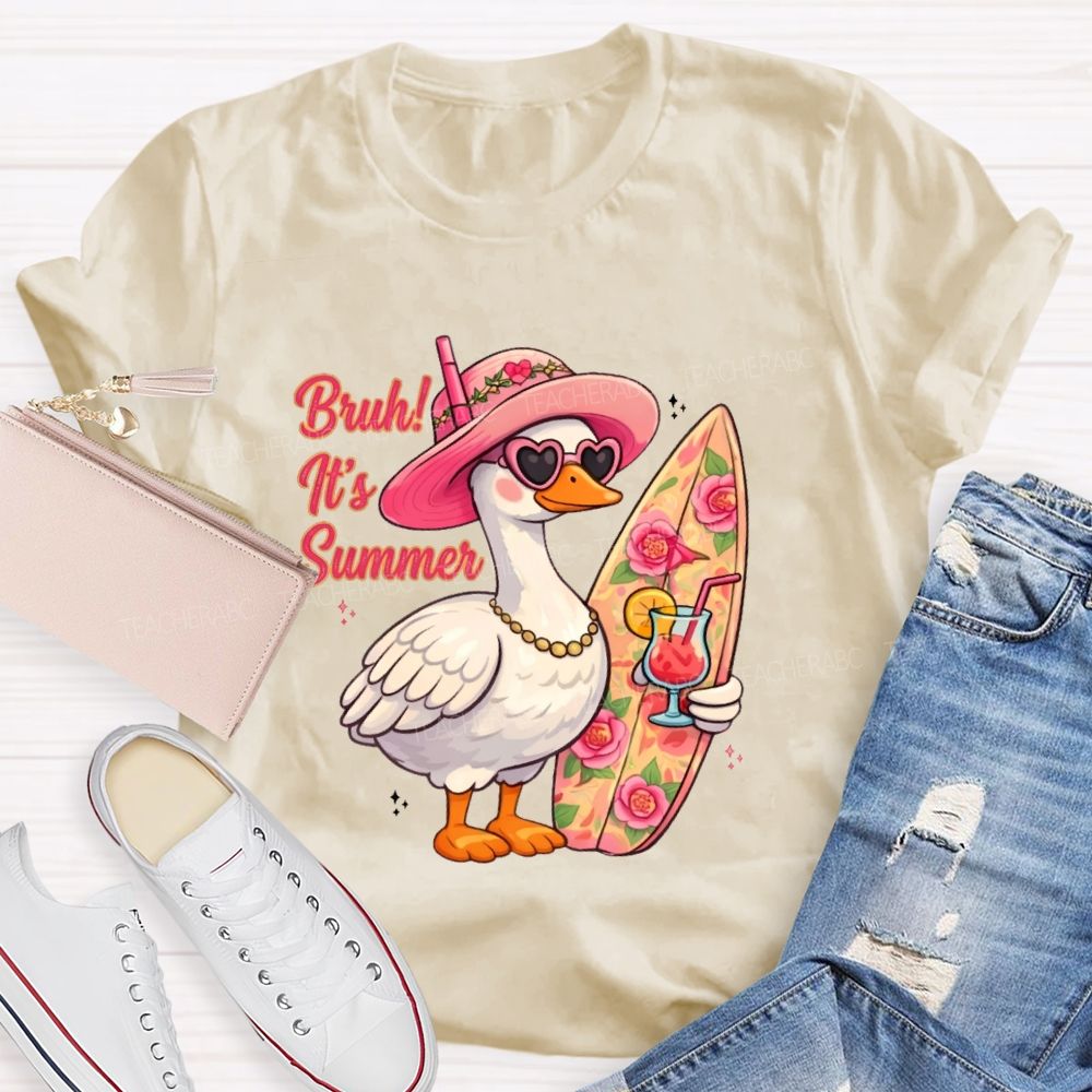 Bruh It's Summer Patterns Teacher T-shirt