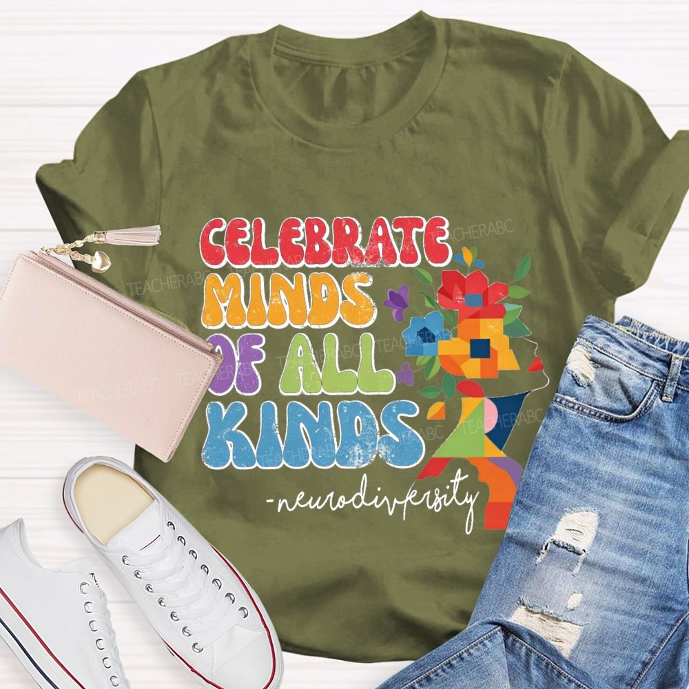 Celebrate Minds Of All Kinds Neurodiversity Floral T-shirt