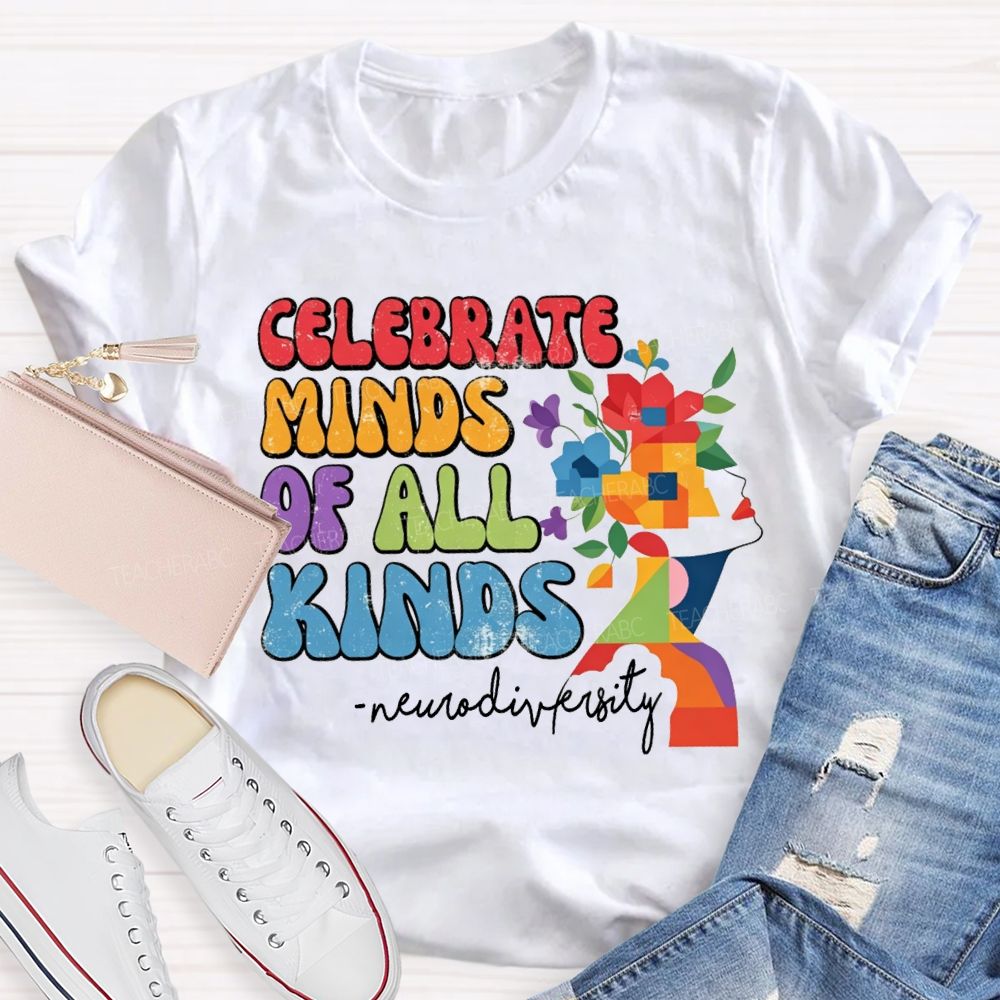 Celebrate Minds Of All Kinds Neurodiversity Floral T-shirt