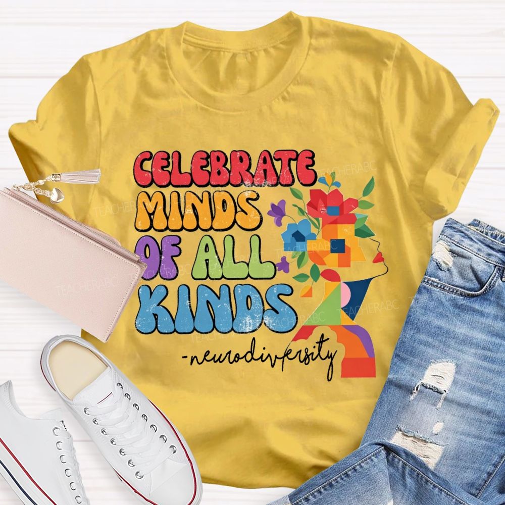 Celebrate Minds Of All Kinds Neurodiversity Floral T-shirt
