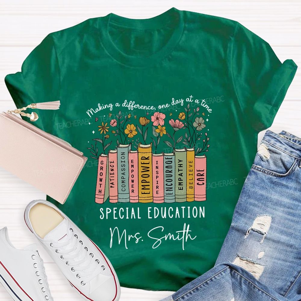Personalized Name Making A Difference On Day At A Time Special Education Teacher T-shirt