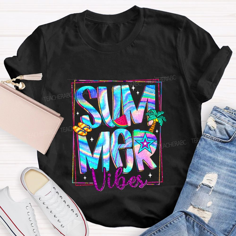 Summer Vibes Teacher Summer Break Teacher T-shirt