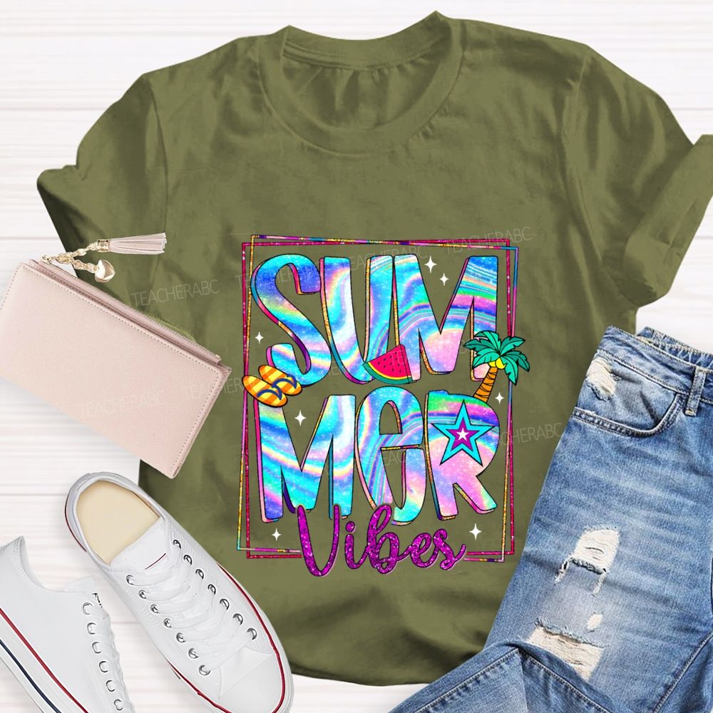Summer Vibes Teacher Summer Break Teacher T-shirt
