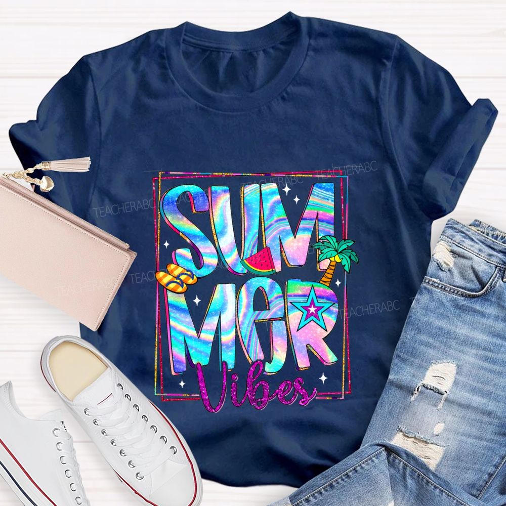 Summer Vibes Teacher Summer Break Teacher T-shirt