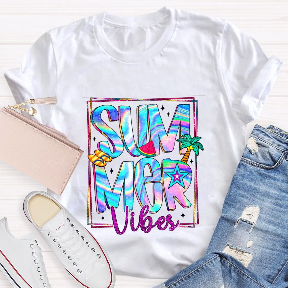 Summer Vibes Teacher Summer Break Teacher T-shirt