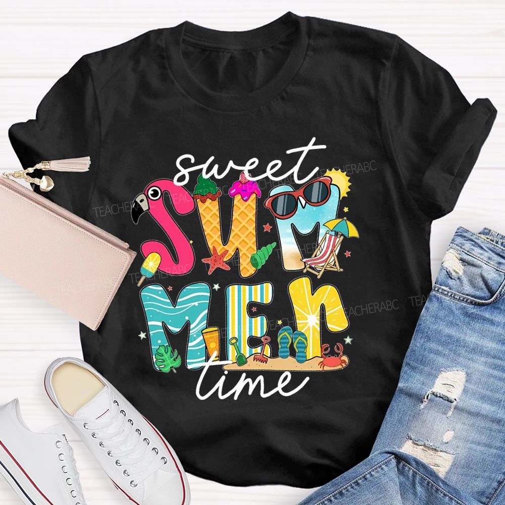 Sweet Summer Time Graphic Teacher T-shirt
