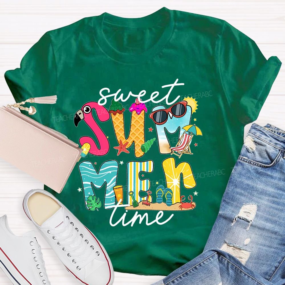 Sweet Summer Time Graphic Teacher T-shirt