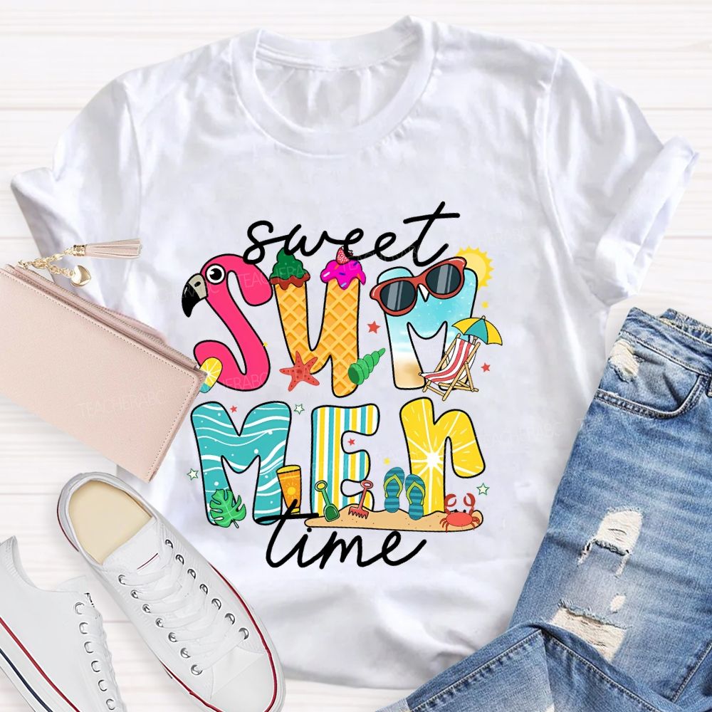 Sweet Summer Time Graphic Teacher T-shirt