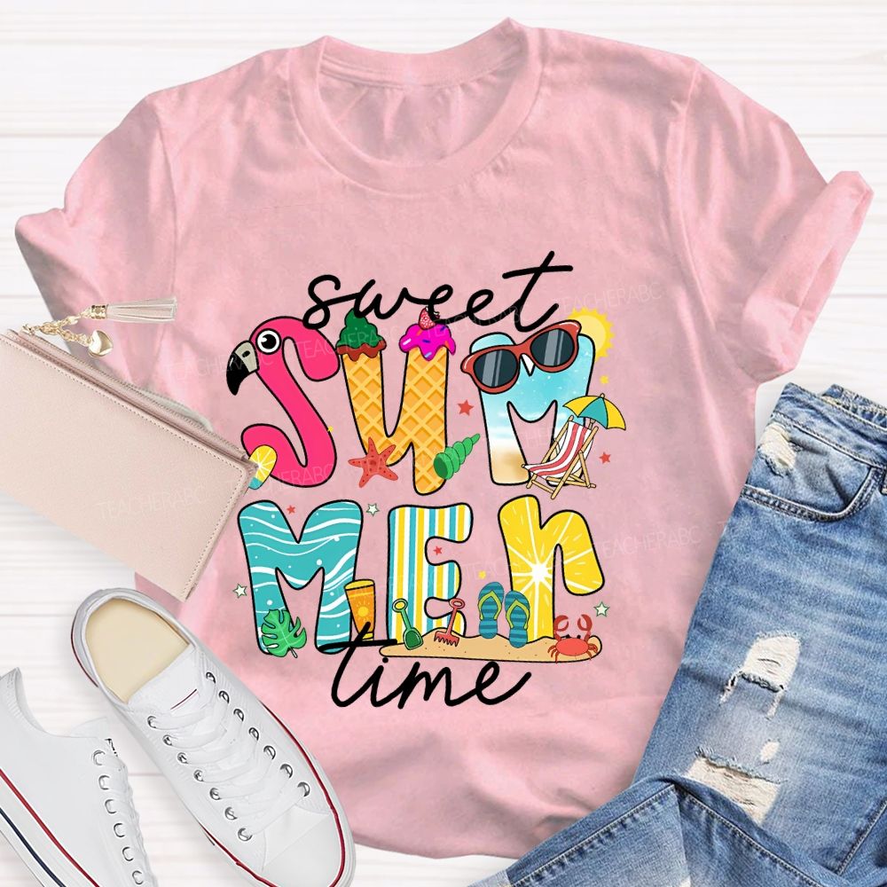 Sweet Summer Time Graphic Teacher T-shirt