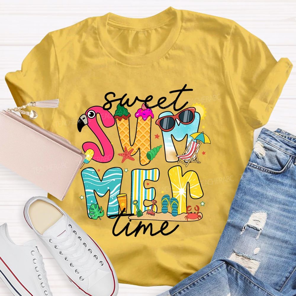 Sweet Summer Time Graphic Teacher T-shirt