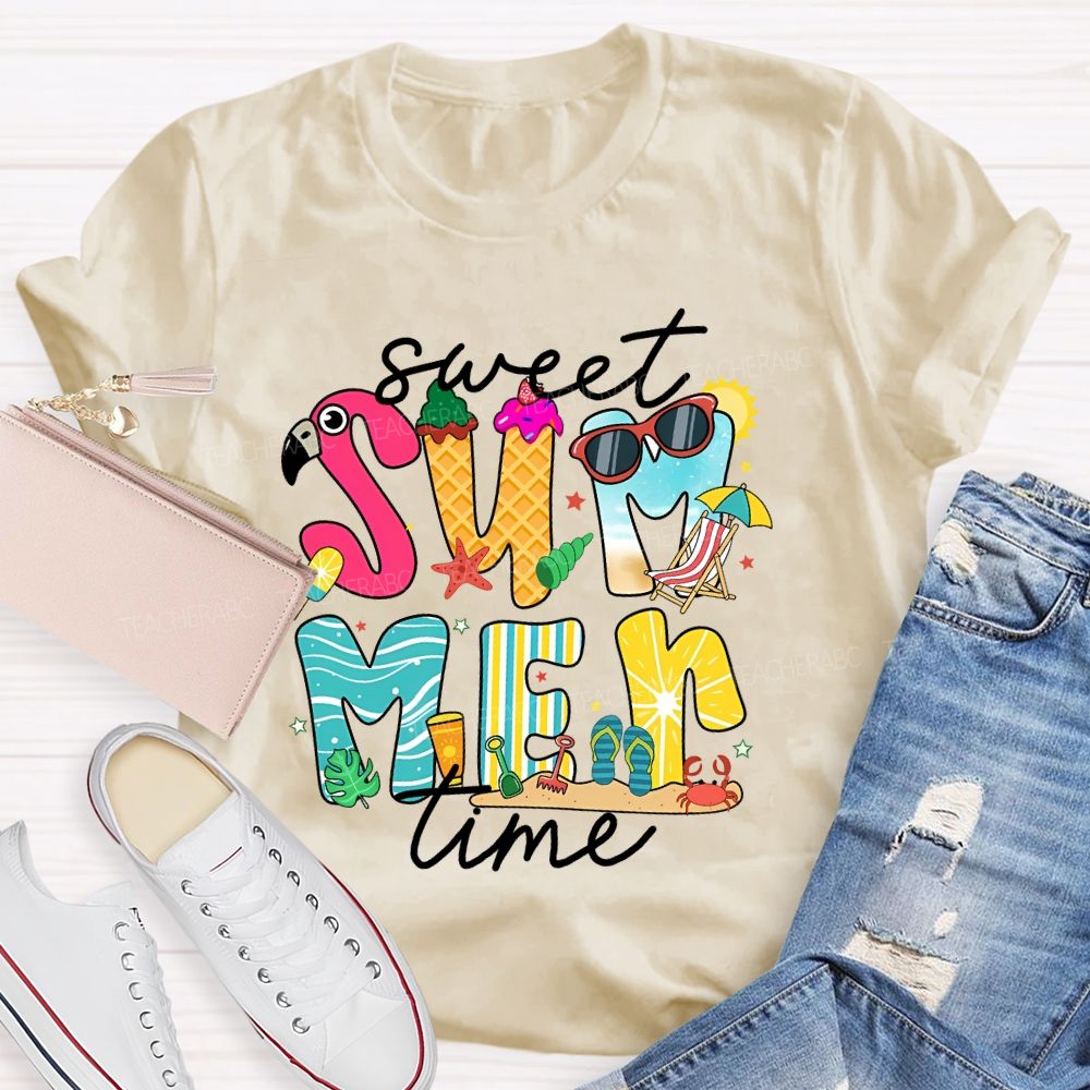 Sweet Summer Time Graphic Teacher T-shirt