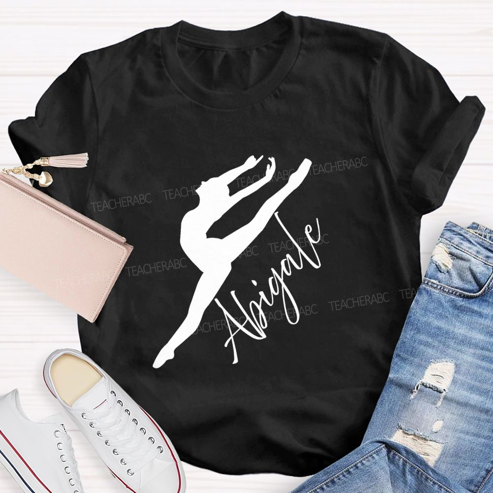 Personalized Name Spinning And Jumping Dancers Teacher T-Shirt