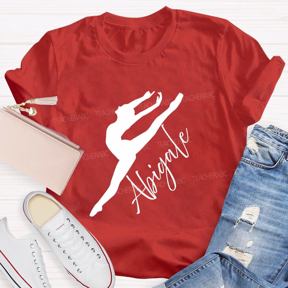 Personalized Name Spinning And Jumping Dancers Teacher T-Shirt