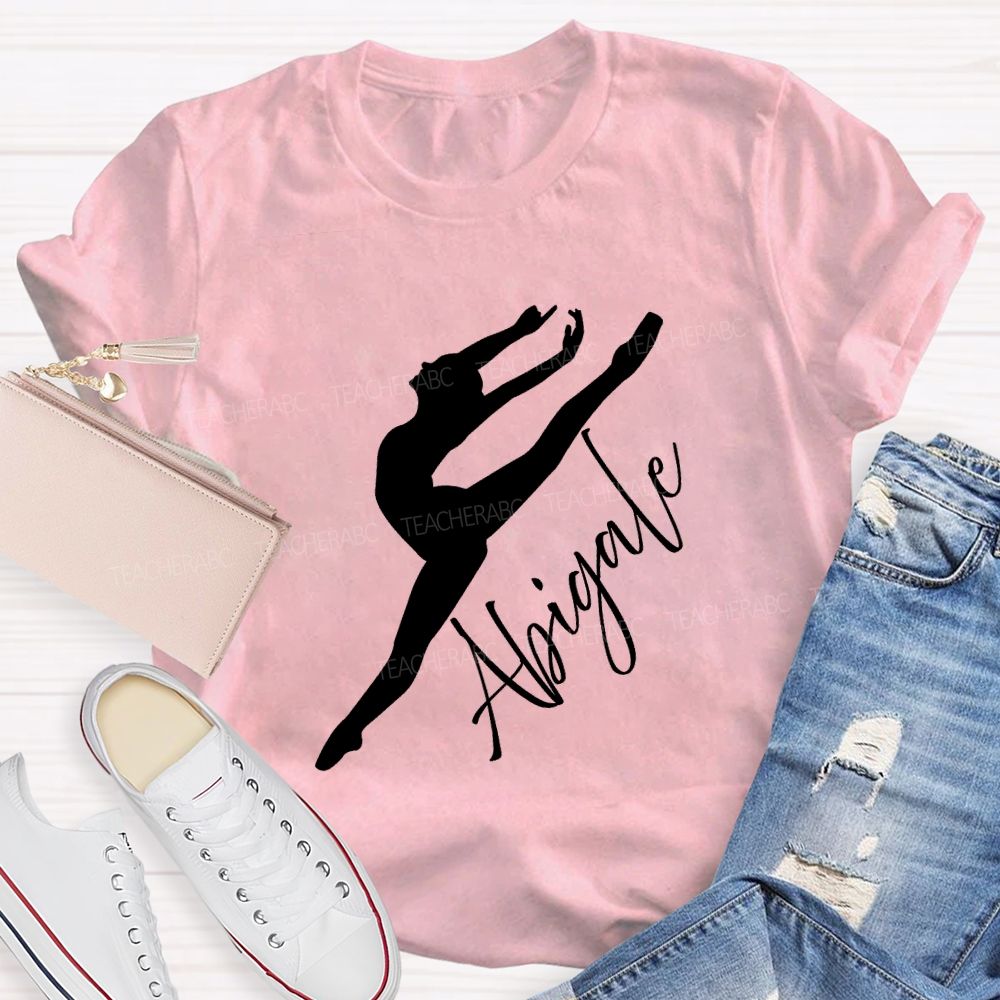 Personalized Name Spinning And Jumping Dancers Teacher T-Shirt