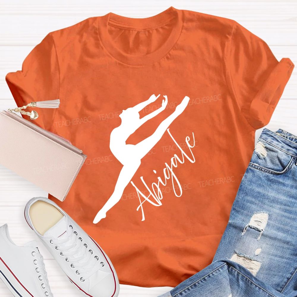 Personalized Name Spinning And Jumping Dancers Teacher T-Shirt