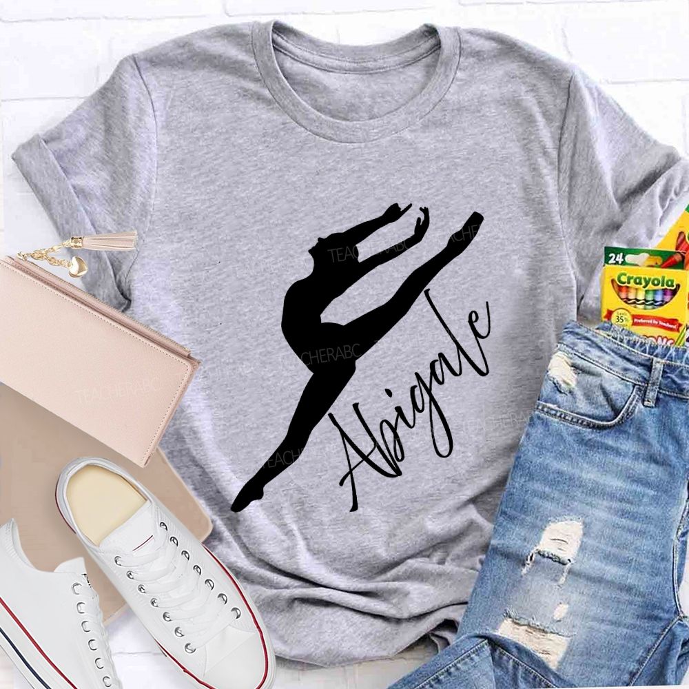 Personalized Name Spinning And Jumping Dancers Teacher T-Shirt